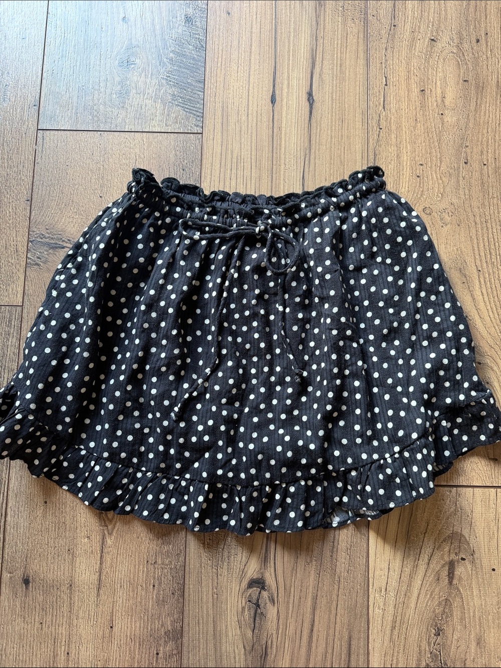 Free People Polka Dot Ruffle Mini Skort - Black/White - Size XS